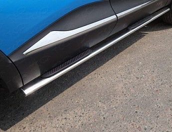 Пороги овальные с накладкой 75х42 мм RENAULT KAPTUR 2016- RENKAP16-19