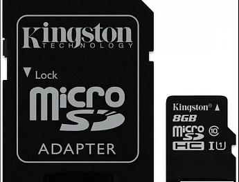 Карта памяти Kingston microSDHC (Class 10) U1 8GB + адаптер [SDCIT/8GB]