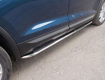 Пороги овальные гнутые с накладкой 75х42 мм SKOKOD17-09