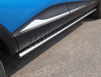 Пороги овальные с проступью 75х42 мм RENAULT KAPTUR 2016- RENKAP16-20